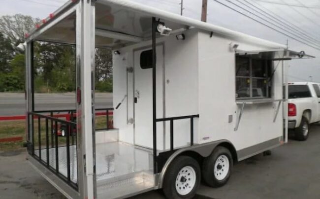 Concession Trailer 8.5' x 17' White - BBQ Smoker Food Vending